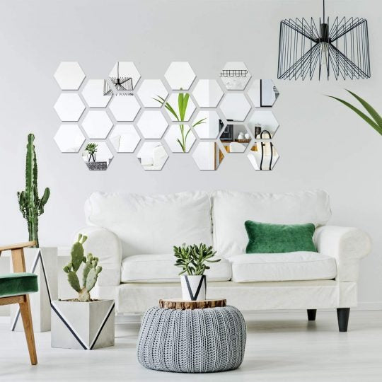 10PCs Hexagon Wall Mirror Sticker (4x4 inch)