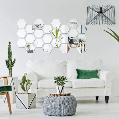 10PCs Hexagon Wall Mirror Sticker (4x4 inch)