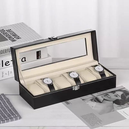 6 Slot Leather Watch Organizer Box